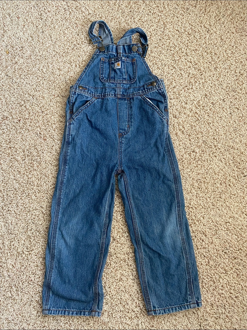 Carhartt Kids Blue Denim Overalls with Pockets